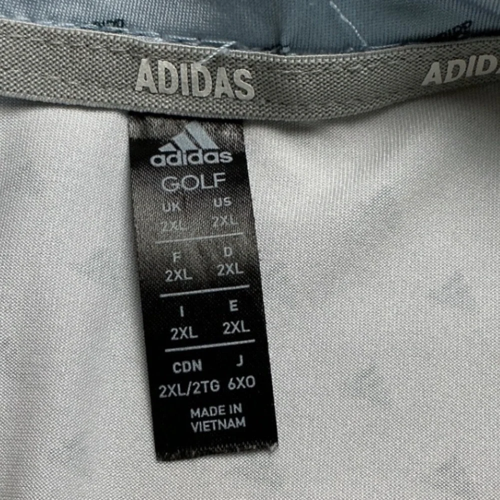 Adidas Adiprint Golf Polo Shirt Mens 2XL Light Blue PreLoved